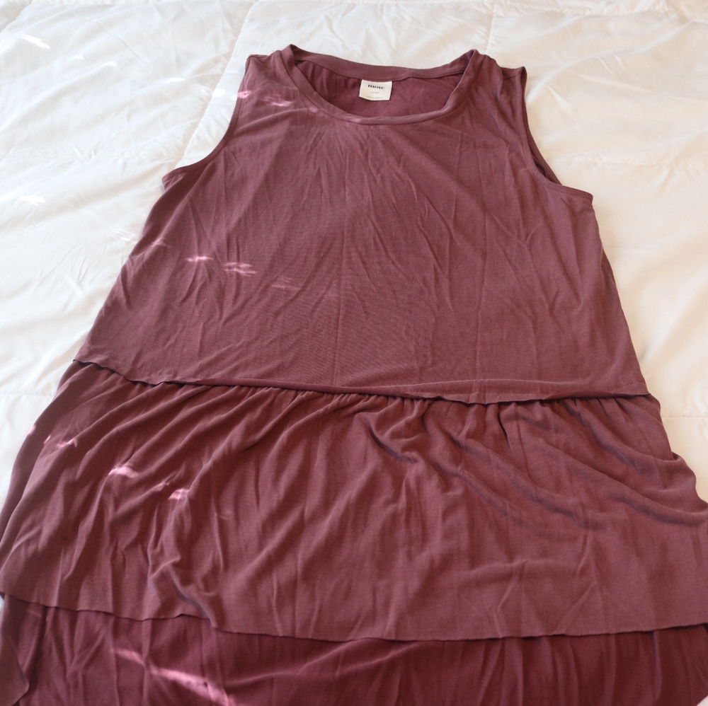 Mote Women's Maroon Sleeveless Peplum Tunic Top